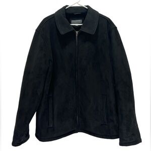 Perry Ellis Portfolio Black Full Zip Faux Fur Lined Bomber Jacket Mens XL